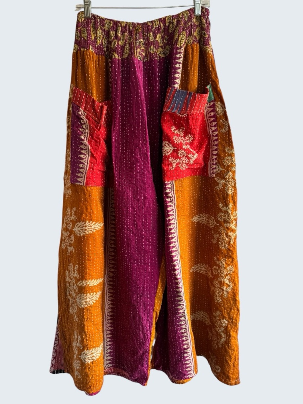 Bohemian KB wide leg pants in Mustard & Magenta